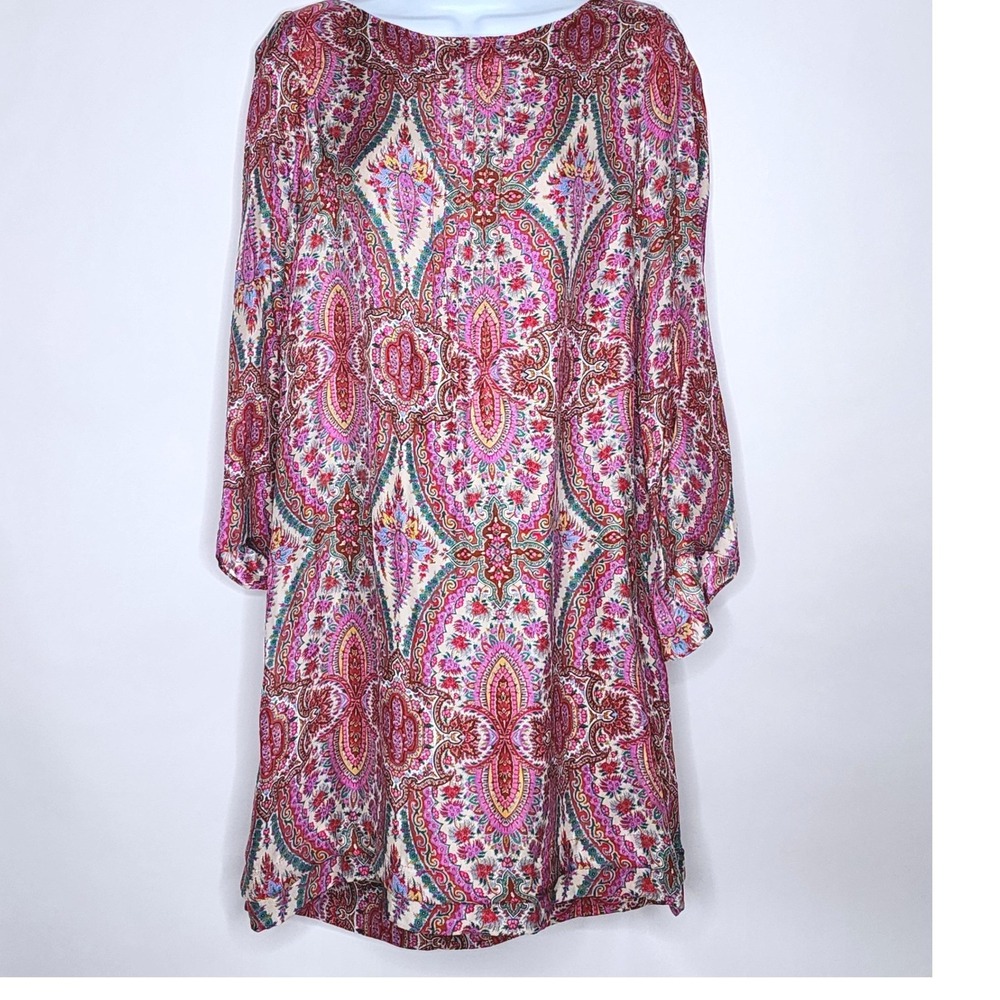 Zara Woman Paisley Mini Silk Sheath Dress Size Large
